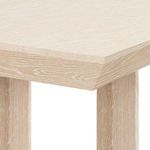 Finn Dining Table in bleached cerused oak with clear lacquer finish emphasizing natural wood grain and texture