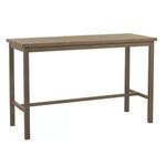 Club Aluminum Bar Table with rectangular slatted top and clean-lined aluminum frame in brown finish