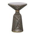 Front view of Canopus Iron Accent Table with visible hollow base and rounded top