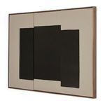 Side angled shot highlighting the layered effect of three canvas panels with dark shapes