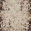 Overhead view showing full rectangular shape and overall pattern of distressed ivory and charcoal rug