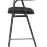 Side profile highlighting curved backrest and angled legs