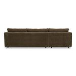 Back view of Bryn sectional with smooth, unbroken velvet fabric and boxy silhouette