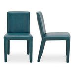 Monte Dining Chair side profile showing padded seat and straight backrest in teal vegan leather