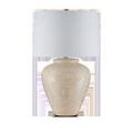 Same lamp as primary with white drum shade seen from a slightly lower angle