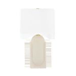 Leeston lamp isolated on white background with visible gold hardware and soft cream ceramic base
