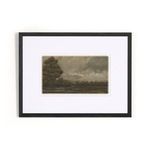 Autumn Meadow by Lori Marie landscape painting with muted greens and browns, black decorative frame