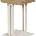 Montecito Outdoor Square Accent Table with natural wood top and white metal frame with clean architectural lines