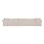 Straightback view emphasizing smooth slipcover fabric and banquette structure