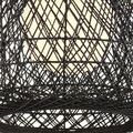 Close-up showing detailed crisscross pattern of black kraft paper twine wrapping the pendant's shape