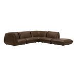 Zeppelin sectional shown at a 45-degree angle revealing padded back cushions and curved corner seating