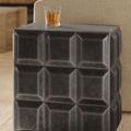 Side view emphasizing the cube pattern wrapping the entire side of the Bower Side Table
