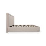 Side profile of Simon Storage Bed without mattress, showing wooden slat support