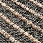 Close-up of braided jute fibers in natural and gray colors showing detailed texture
