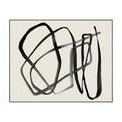 Black Circles I painting with bold black abstract lines on a white background in a square layout