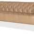 Nicolla Sofa angled view showing tufted interior and full arm profile on left side
