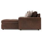 Right side view highlighting chaise depth and plush cushioning with angled armrest