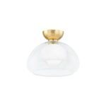 Product Image 1 for Cortney 1-Light Modern Aged Brass & Glass Semi Flush from Mitzi