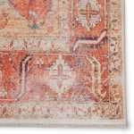 Close-up of the Rhoda Medallion rug showing texture and detail in the orange and ivory patterned border