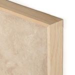 Close-up of the oak frame corner highlighting smooth wood grain and painting texture