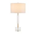 Fabric texture close-up of the white drum lamp shade on the Deville Table Lamp