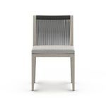 Front view of Sherwood Grey chair with slightly different lighting showing rope back and cushion detail