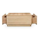 Round Off Coffee Table front view with both drawers fully extended outward