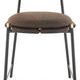 Front view of Kink Bar Stool highlighting the oval backrest and seat cushion with black metal legs