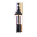 Front view of the lamp showing smooth matte black shade with light glowing inside