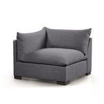 Westwood sectional left arm facing piece with cushions fluffed and angled showing soft texture