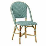 Sofie Rattan Bistro Side Chair in Salvie Green with White Dots image 1
