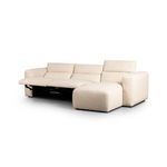Radley sectional with left and middle seats reclined, showing metal reclining mechanism