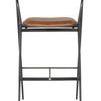 Gianni Bar Stool with desert-colored leather seat and backrest on slim matte black metal frame