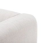 Overhead view highlighting seat cushioning bordered by thick upholstered arms