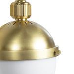 Close-up of Otis Pendant Small brass dome top with vertical grooves and matte finish