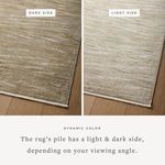 Side-by-side comparison of rug’s light and dark sides showing dynamic color shift