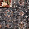 Samra Traditional Rug in charcoal with multi-color floral patterns, soft polypropylene pile, detailed vintage-inspired design