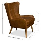 Product Image 4 for Mckinley Wing Chair, Columbia Brown Lthr from Sarreid Ltd.
