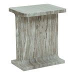 Tullia Accent Table angled view showing curved base and top edges with visible marble veining