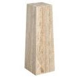 Three-quarter angle view of Gray Travertine Rollier Spot Table showing depth and stone texture
