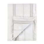 Gray and white striped duvet made from cotton, linen, and cashmere with a soft textured weave