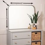 Benjamin Modern Black Wall Mirror dimensions showing 40 inches wide, 34 inches high, and 1 inch depth