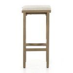 Side view of Kyla Washed Brown Outdoor Bar Stool with cushion