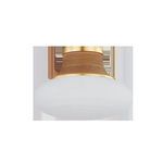 Front view of Pearl River semi flush mount light with smooth cloud glass shade and aged brass and rattan accents