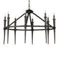 Blackthorn Chandelier side profile showing textured arms and candle-style bulbs with chain suspension