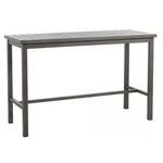 Club Aluminum Bar Table with clean lines, classic dark slatted top and sturdy square legs