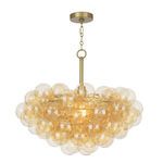 Bubbles Amber Glass Chandelier with clustered hand-blown amber glass globes and brass-finished metal frame