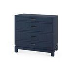 Florence Large 4-Drawer dresser in selvage blue with four drawers and rectangular metal handles