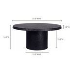 Aulo Coffee Table dimensions showing 31 inch diameter and 14 inch height with detailed measurements