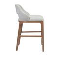 Left side profile showing solid wood frame legs with integrated footrest bars